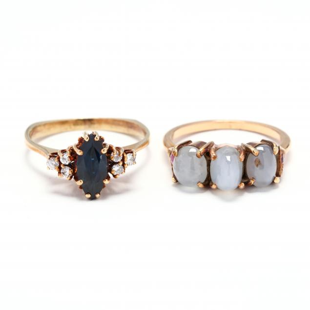 two-gold-and-gem-set-rings