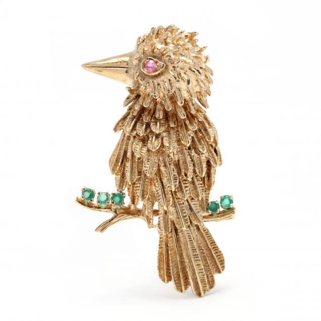 gold-and-gem-set-whimsical-woodpecker-brooch