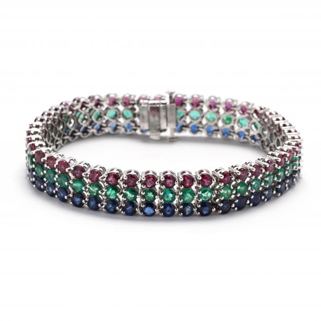 white-gold-and-multi-gemstone-bracelet