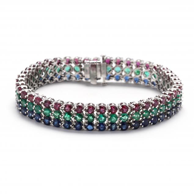 white-gold-and-multi-gemstone-bracelet