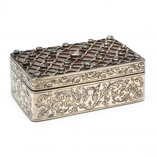 antique-continental-gem-set-silver-box