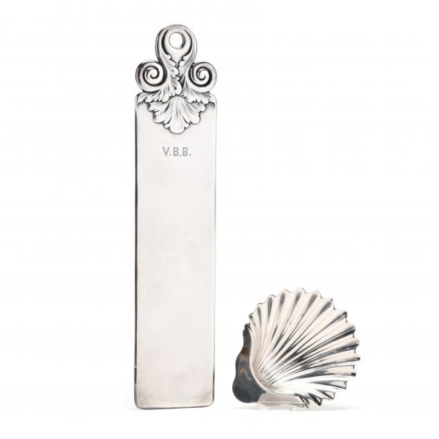 an-english-sterling-silver-shell-dish-and-book-weight