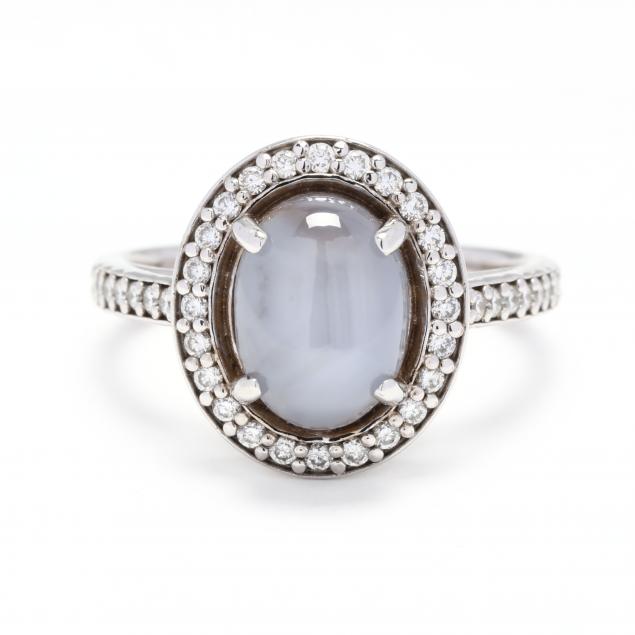 White Gold, Star Sapphire, and Diamond Ring (Lot 1069 - June Estate ...