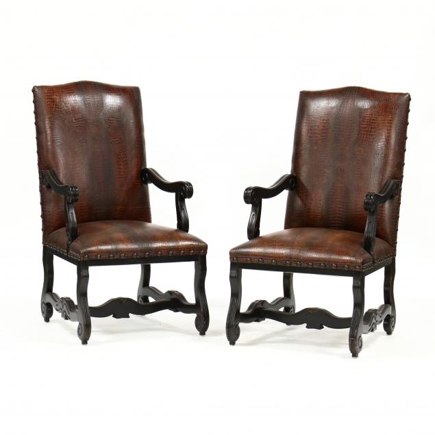 pair-of-contemporary-spanish-style-upholstered-hall-chairs