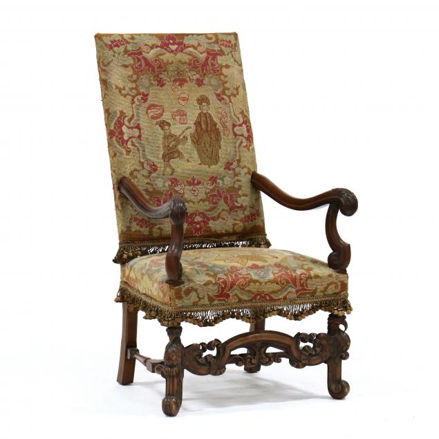 spanish-style-carved-walnut-and-needlepoint-hall-chair