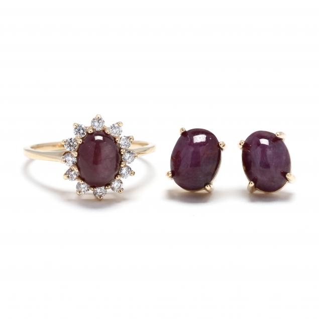 gold-and-star-ruby-ring-and-earrings
