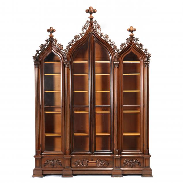 impressive-american-gothic-revival-rosewood-bookcase