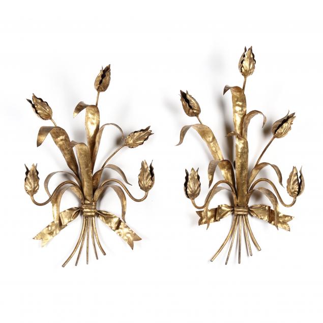 pair-of-vintage-italian-gilt-metal-tulip-form-wall-appliques