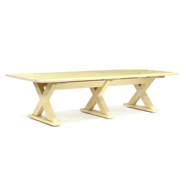 contemporary-large-triple-pedestal-harvest-table