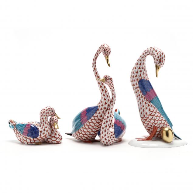 three-herend-porcelain-sculptures-of-water-fowl