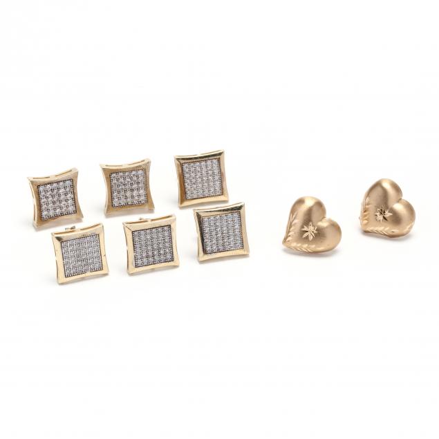 four-pairs-of-gold-stud-earrings