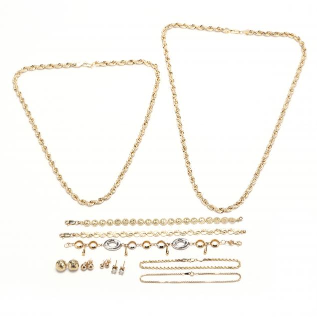 group-of-gold-jewelry-items