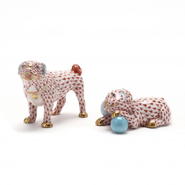 two-herend-porcelain-dog-figurines