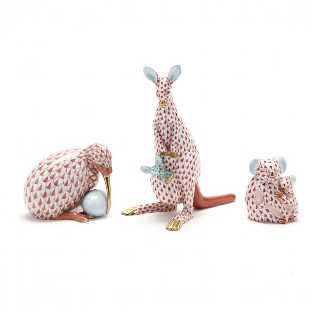 three-herend-animal-figurines-representing-australia