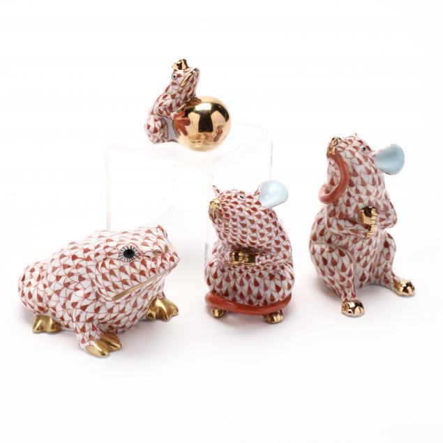 four-herend-porcelain-animals