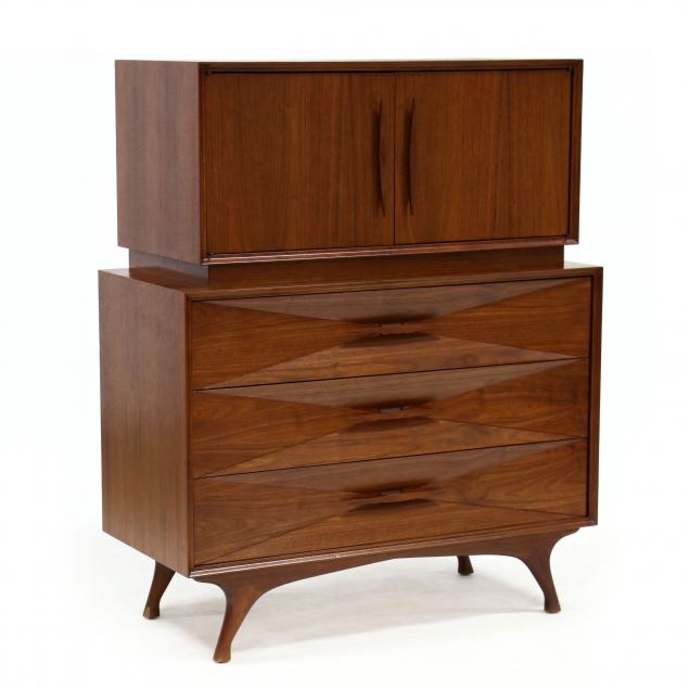 att-albert-parvin-mid-century-walnut-semi-tall-chest-of-drawers