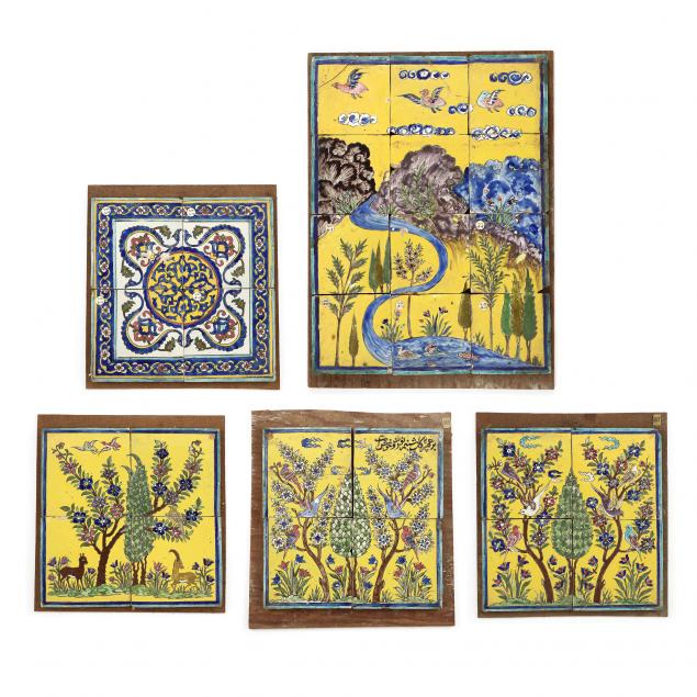 five-vintage-italian-majolica-floor-tile-panels