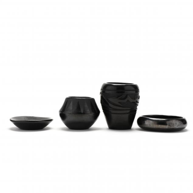 four-native-american-blackware-pots