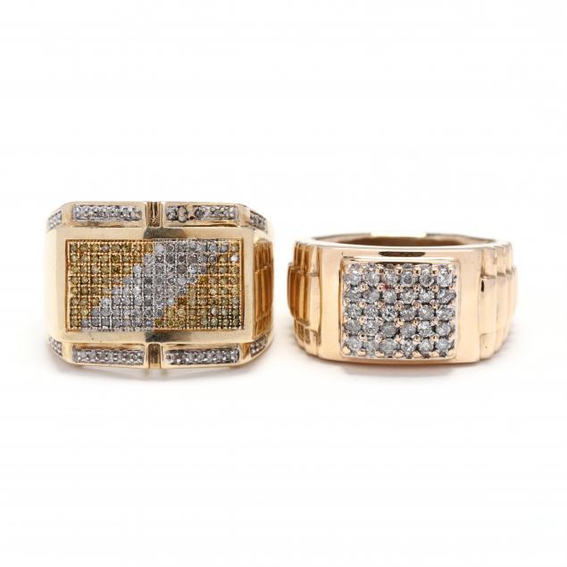 two-10kt-gold-and-diamond-gent-s-rings