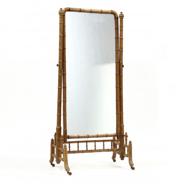 antique-continental-faux-bamboo-cheval-mirror