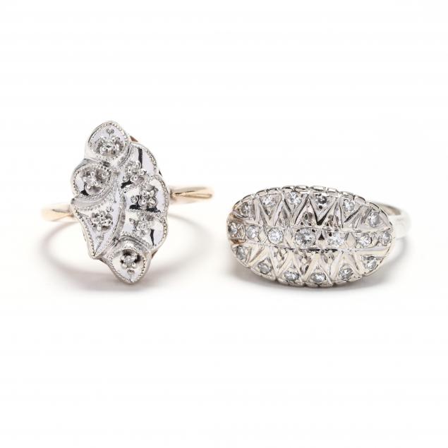 two-14kt-gold-and-diamond-rings