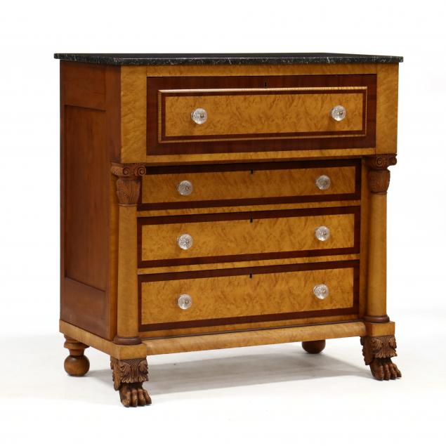 american-classical-birdseye-maple-marble-top-chest-of-drawers