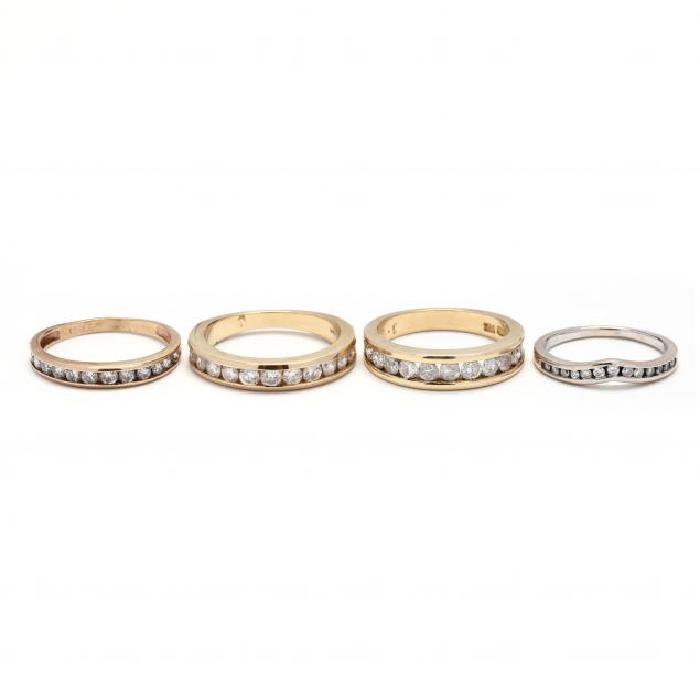 four-gold-and-diamond-set-lady-s-bands
