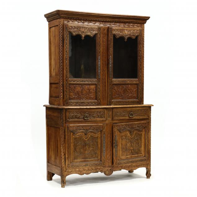 french-provincial-carved-pine-buffet-deux-corps