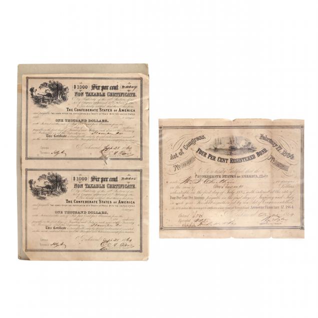 three-confederate-bonds-on-two-sheets