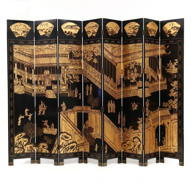 chinese-tall-carved-and-painted-eight-panel-floor-screen