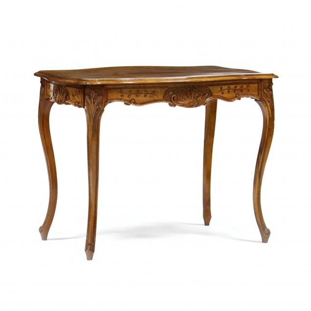 french-provincial-style-carved-walnut-one-drawer-table