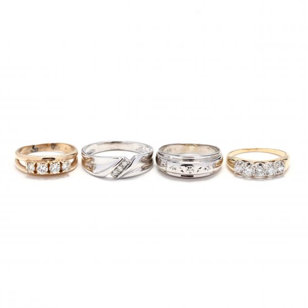 four-gold-and-gem-set-rings