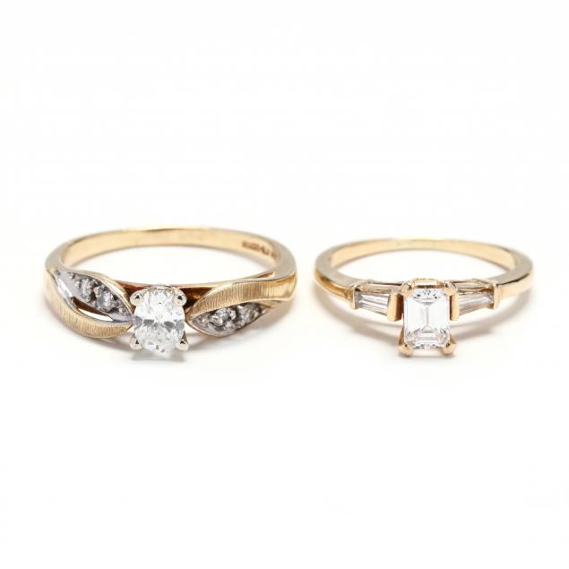 two-14kt-gold-and-diamond-rings