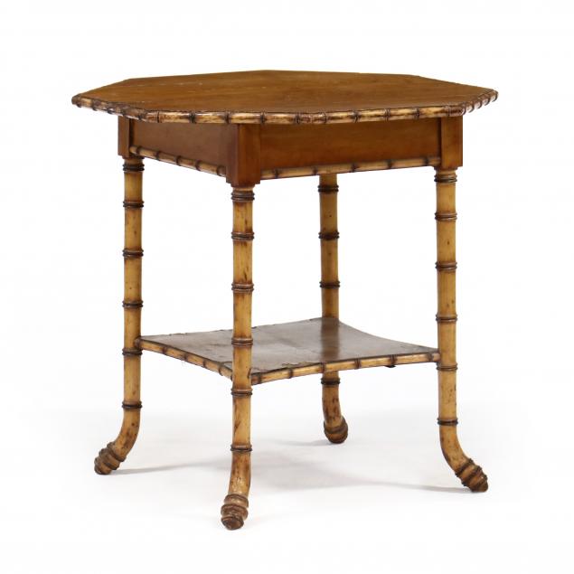 vintage-maple-and-faux-bamboo-octagonal-table