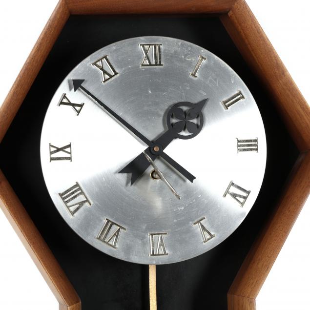 Arthur Umanoff (American,1923–1985), Mid-Century Walnut Wall Clock (Lot