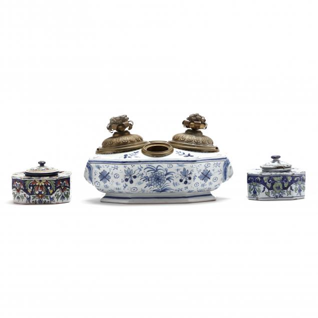 three-continental-faience-inkwells
