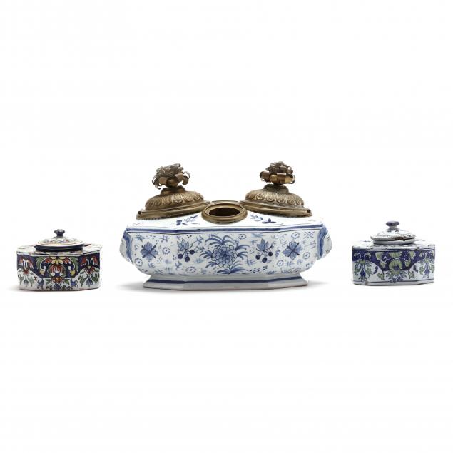 three-continental-faience-inkwells