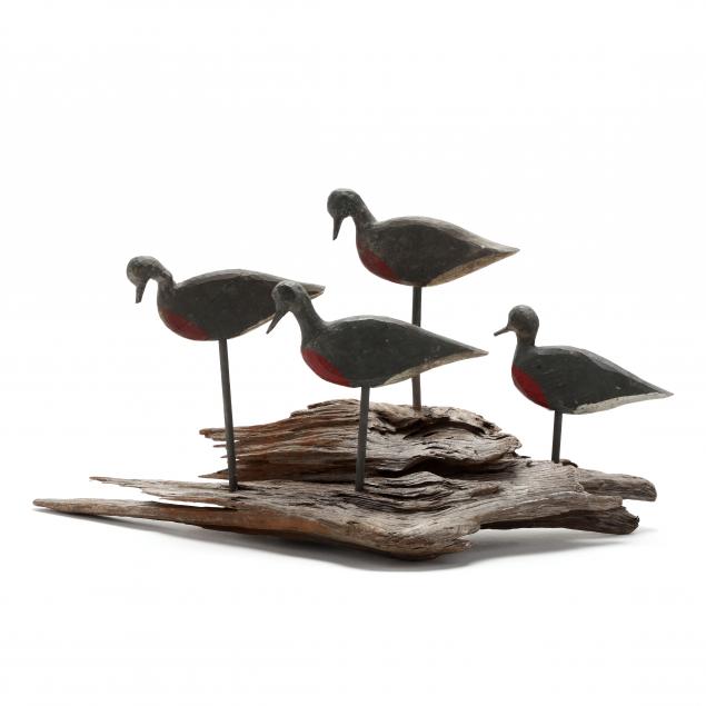 jesse-babb-beach-robins-four-decoys-mounted-on-driftwood