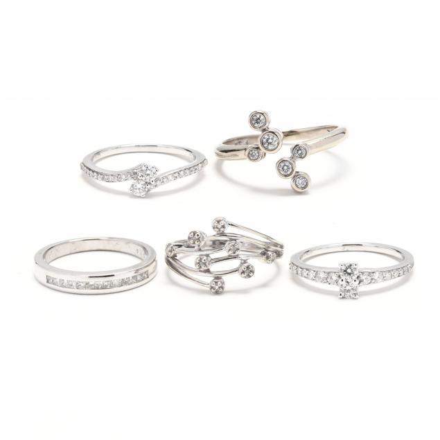 five-white-gold-and-diamond-rings