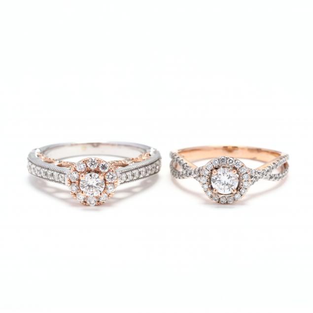 two-14kt-bi-color-gold-and-diamond-rings