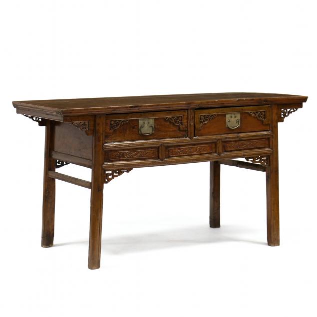 antique-chinese-carved-two-drawer-altar-table