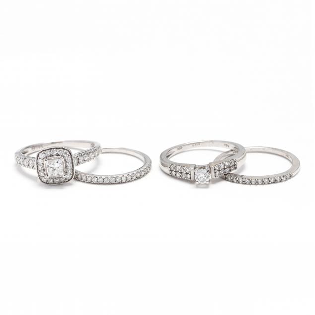 two-14kt-white-gold-and-diamond-wedding-sets