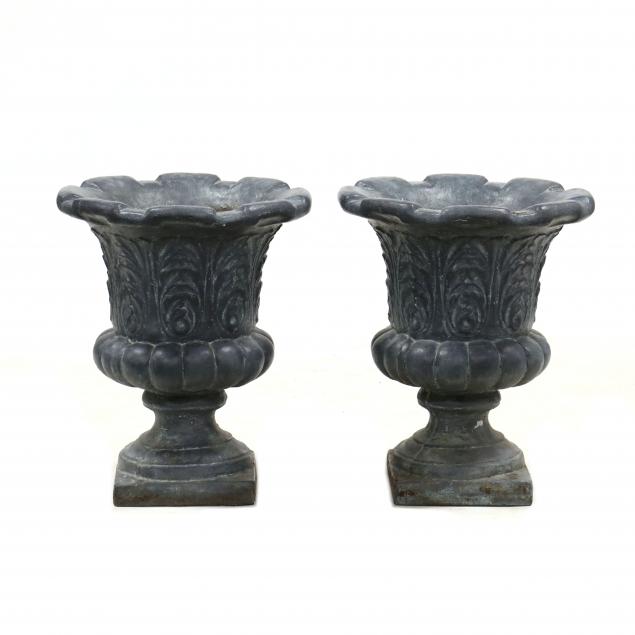 a-pair-of-painted-cast-stone-garden-urns