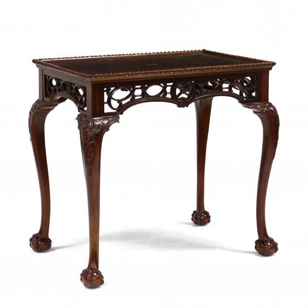 Maitland Smith, Chippendale Style Carved Mahogany Tea Table (Lot 1070