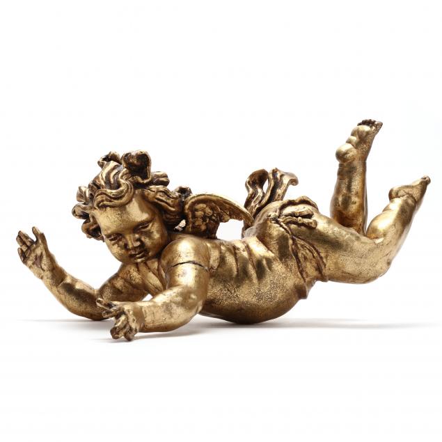 antique-carved-full-bodied-gilded-putto