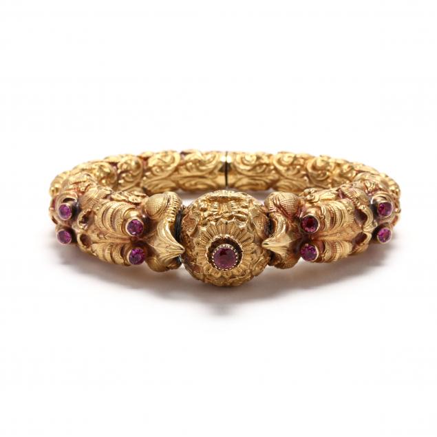 high-karat-gold-and-pink-sapphire-bracelet