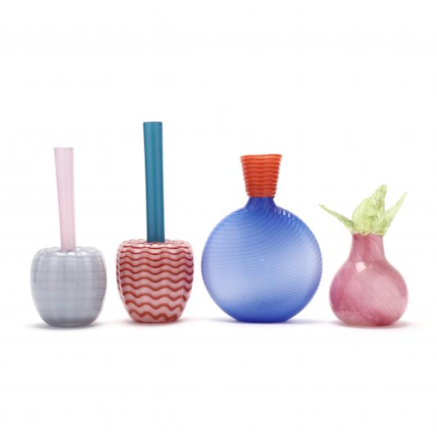four-contemporary-signed-art-glass-vases