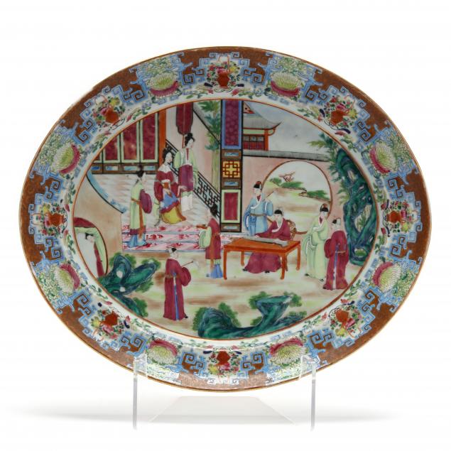 a-chinese-export-porcelain-rose-mandarin-platter-with-blue-key