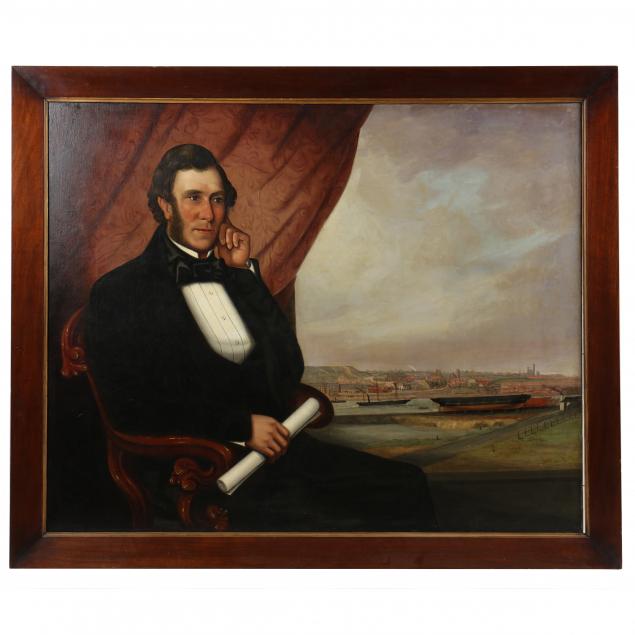 english-school-19th-century-portrait-of-john-scott-russell-surveying-a-shipyard