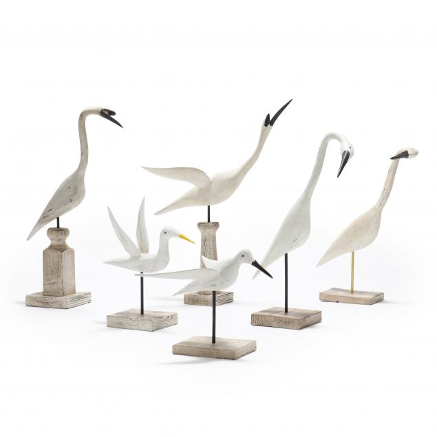 wayne-baker-va-six-carved-and-painted-shorebirds